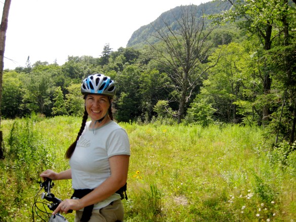 Enjoying the bike trails of the Balsams' wilderness in Dixville Notch, New Hampshire
