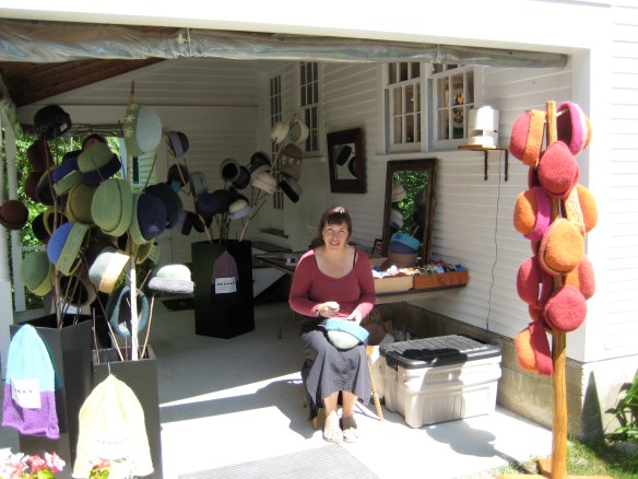 Embroidery Demonstration on Llama & Wool Felt Hats, Center Sandwich, NH, 2007.