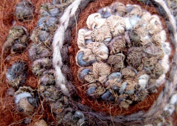 Detail of freehand embroidery on my felt hat donation to NHPTV's Holiday Auction.  