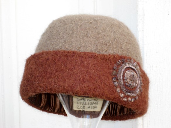 Late Autumn Felt Hat with Mandala of French Knots Embroidery.  