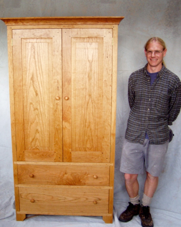 Andy's final project at the Silva Bay Shipyard School, a cherry wood Shaker-style cabinet.