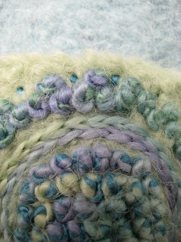 Detail of freehand French knot embroidery on hat #82 of 2012 Detail of freehand French knot embroidery on felt hat #82 of 2012