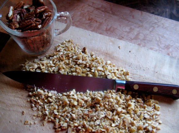 Finely chopped pecans and/or walnuts lend a toothsome texture to banana bread.