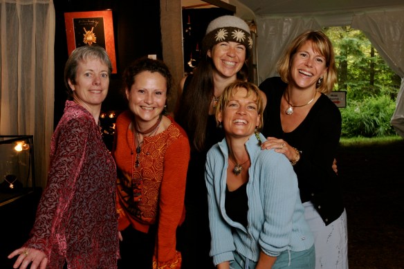 League of NH Craftsmen artists, from L-R: Deirdre Donnelly, Laura Chowanski, Carrie Cahill Mulligan, Natalie Blake & Kristin Kennedy at the 2008 Craftsmen's Fair, Newbury, New Hampshire. 